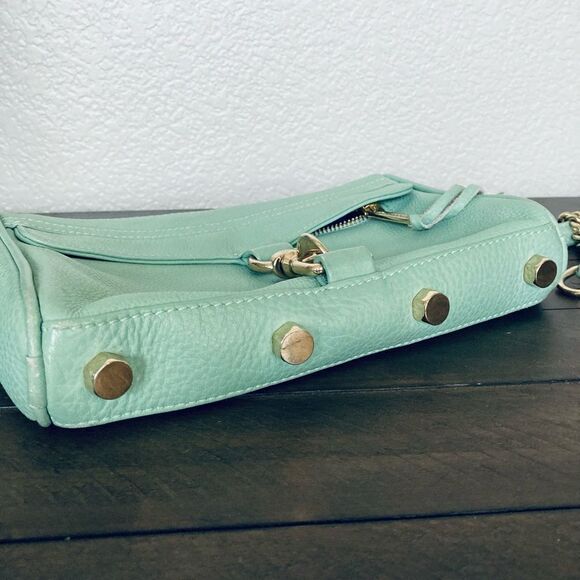 Rebecca Minkoff Gold Chain Aqua Mint Crossbody Purse Bag - Picture 11 of 16